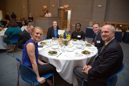 A table of individuals enjoying the 2017 WVU Tech Etiquette Dinner
